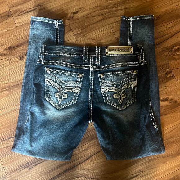 Mid Rise Rock Revival Jeans Liri Size 27 Easy Ankle Skinny Sequin Studded - Picture 4 of 12